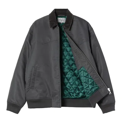 Carhartt Santa Fe Alumni Velvet-trimmed Nylon-twill Bomber Jacket In Gray