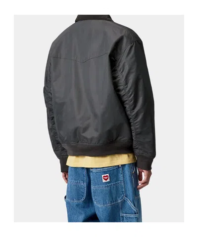 Carhartt Santa Fe Alumni Velvet-trimmed Nylon-twill Bomber Jacket In Gray