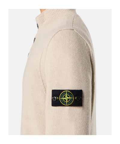 Stone Island Mens Desert Melange Wool Half-button Jumper In Neutral