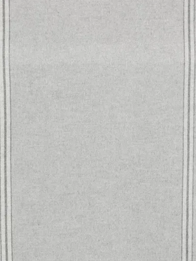 Brunello Cucinelli Stripe-trim Silk Scarf In Gray