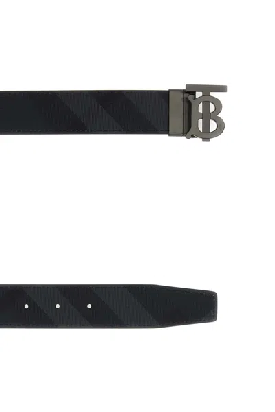 Burberry Check And Leather Reversible Tb Belt