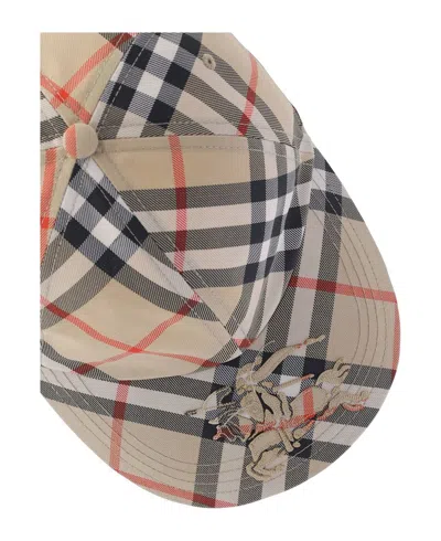 Burberry Ekd Checkered Baseball Cap In Neutral