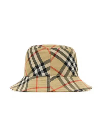 Burberry Checkered Equestrian Patch Bucket Hat In Neutral