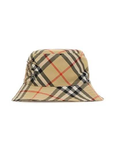 Burberry Checkered Equestrian Patch Bucket Hat In Neutral