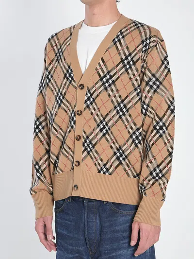 Burberry Embroidered Wool Blend Cardigan In Multi