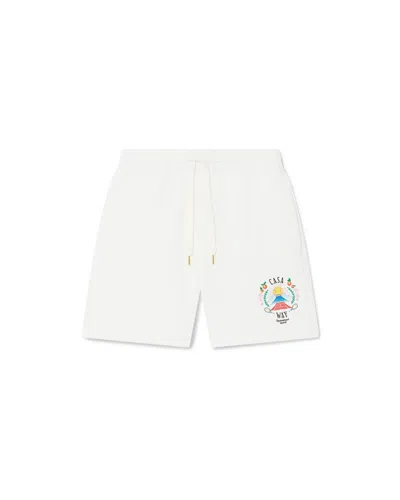 Casablanca Mens Casa Way Mountain Cotton-jersey Sweat Shorts In White