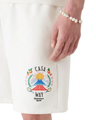 Casablanca Mens Casa Way Mountain Cotton-jersey Sweat Shorts In White