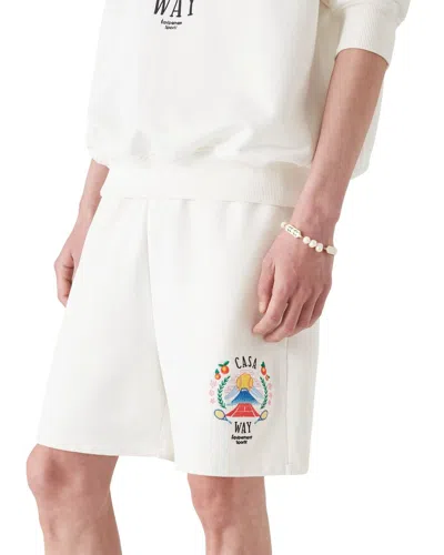 Casablanca Mens Casa Way Mountain Cotton-jersey Sweat Shorts In White