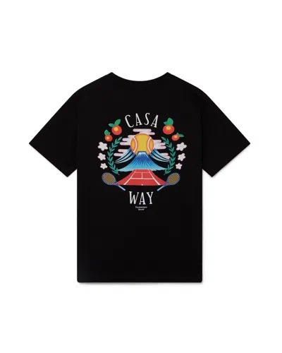 Casablanca Casa Way Mountain Printed Organic Cotton-jersey T-shirt In Black