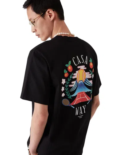 Casablanca Casa Way Mountain Printed Organic Cotton-jersey T-shirt In Black