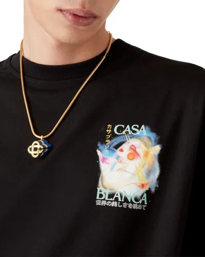 Casablanca Crew Neck Graphic Print Short Sleeves In Black