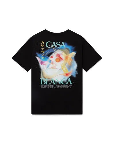 Casablanca Crew Neck Graphic Print Short Sleeves In Black