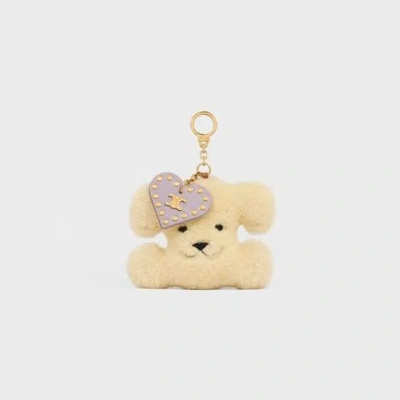 Celine Triomphe Pom-pom Charm In Shearling And Calfskin In Yellow