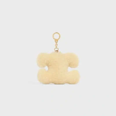 Celine Triomphe Pom-pom Charm In Shearling And Calfskin In Yellow