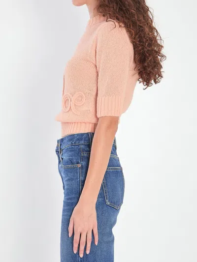 Chloé Wool And Silk Logo-applique Top In Orange