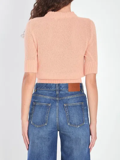 Chloé Wool And Silk Logo-applique Top In Orange