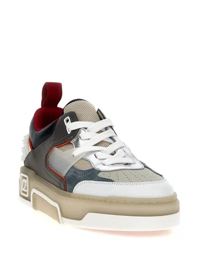 Christian Louboutin Panelled Sneakers With Spiked Heel Detail In Gray