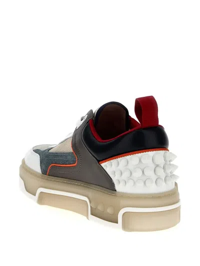 Christian Louboutin Panelled Sneakers With Spiked Heel Detail In Gray