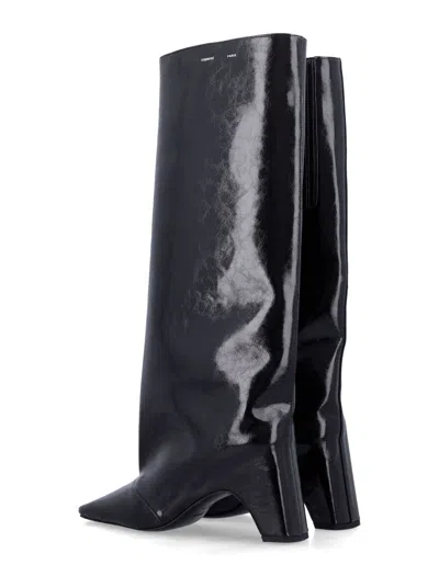 Coperni Bridge 85mm Leather Knee-high Boots In Black