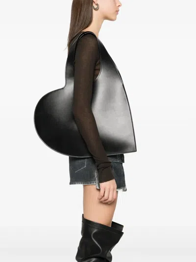 Coperni Heart-shaped Black Bag With Adjustable Shoulder Strap In Black