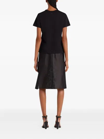 Courrèges Embroidered Black T-shirt With Minimalist Design In Black