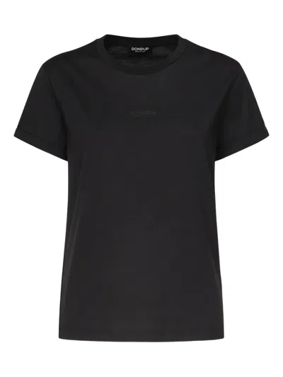 Dondup Cotton Logo Crew Neck T-shirt In Black