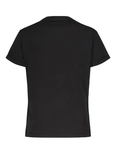 Dondup Cotton Logo Crew Neck T-shirt In Black