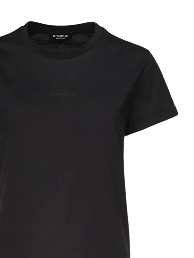 Dondup Cotton Logo Crew Neck T-shirt In Black