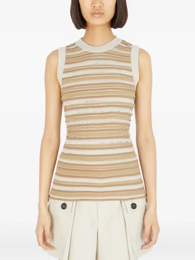 条纹荷叶边坦克背心