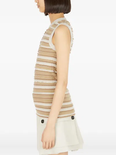 条纹荷叶边坦克背心