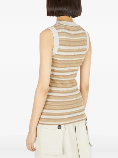 条纹荷叶边坦克背心