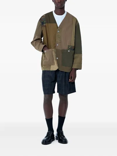 Comme Des Garçons Homme Deux Patchwork Panelled Shirt Jacket In Brown
