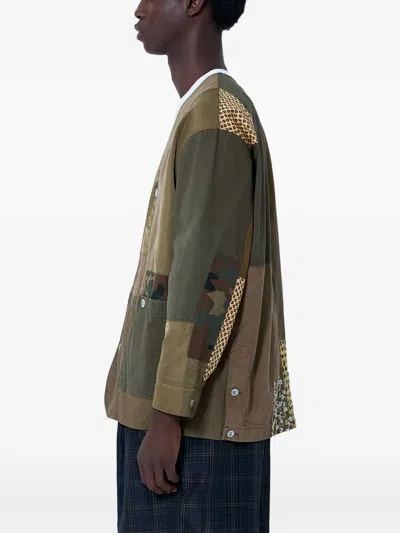 Comme Des Garçons Homme Deux Patchwork Panelled Shirt Jacket In Brown