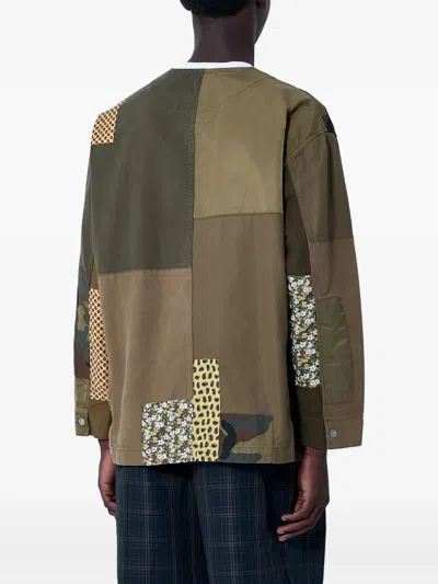 Comme Des Garçons Homme Deux Patchwork Panelled Shirt Jacket In Brown