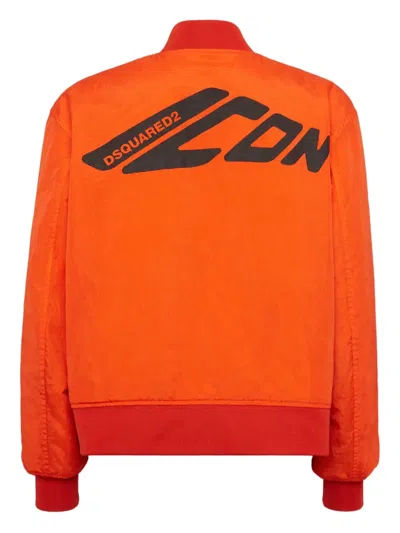 Dsquared2 Logo-print Bomber Jacket In Orange