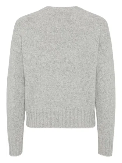 Dsquared2 Wool And Cashmere Crew-neck Sweater With Kangaroo Pocket In Gray