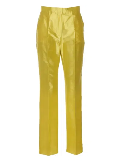 Max Mara Studio Valanga Silk Trouser In Gold