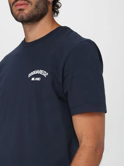 Dsquared2 Dark Blue Cotton T-shirt In Blue
