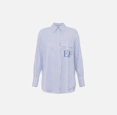 Elisabetta Franchi Striped Button-down Collar Shirt With Chest Pocket