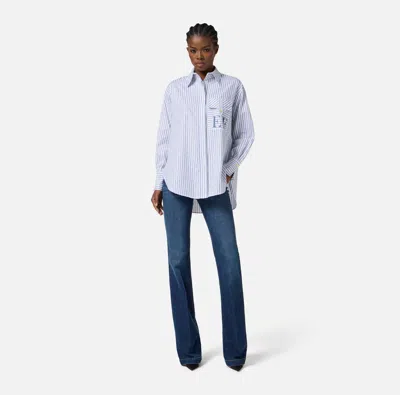 Elisabetta Franchi Striped Button-down Collar Shirt With Chest Pocket