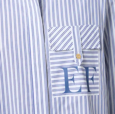 Elisabetta Franchi Striped Button-down Collar Shirt With Chest Pocket
