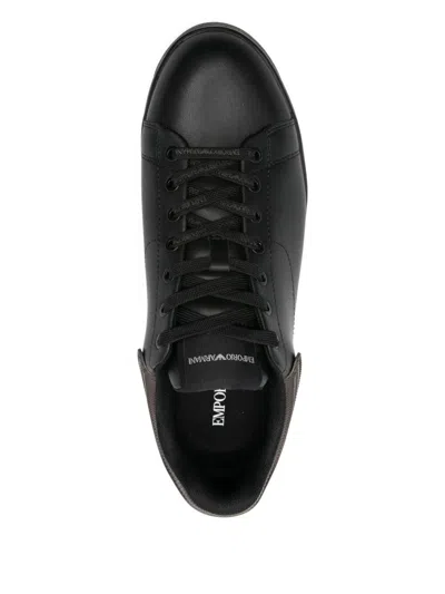 Emporio Armani Asv Recycled Nylon Sneakers With Regenerated Saffiano Details In Black