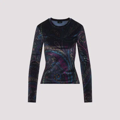 Etro Velvet Top In Blue