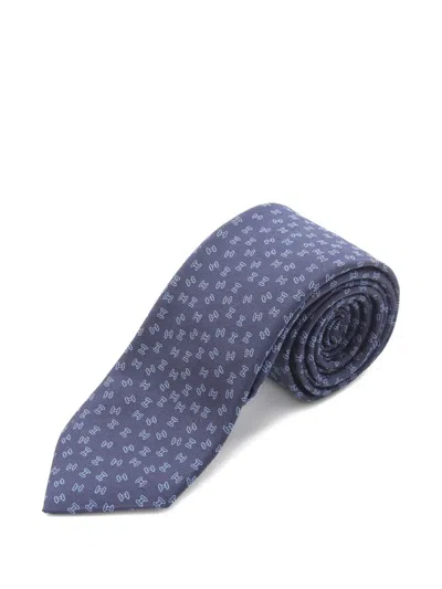 Pre-owned Hermes 2020s H-pattern Silk Tie In Blue
