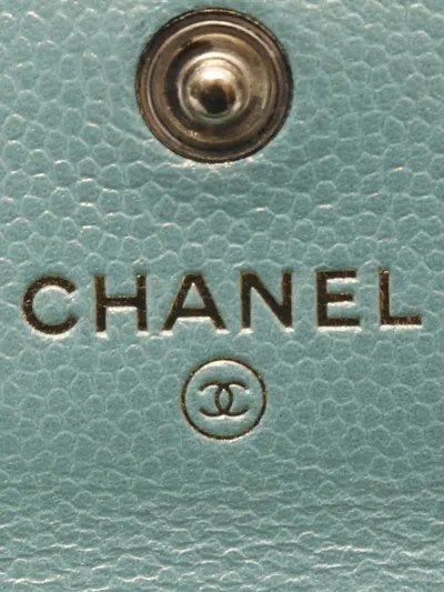 Pre-owned Chanel 2021-2022 Chain Flap Coin Purse In Green