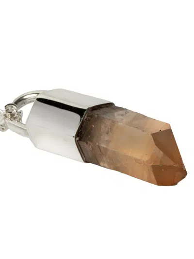 Parts Of Four Sterling Silver Talisman Quartz Necklace In Brown