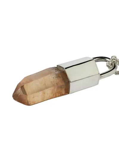 Parts Of Four Sterling Silver Talisman Quartz Necklace In Brown