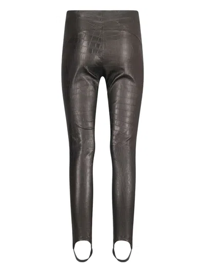 Enes Crocodile-effect Split-hem Leggings In Gray