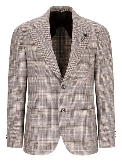 Lardini Checked Two-button Jacket In Multi