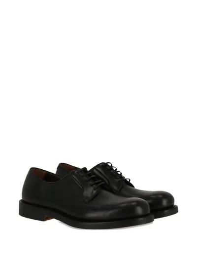 Ferragamo Leather Derby Shoes In Black